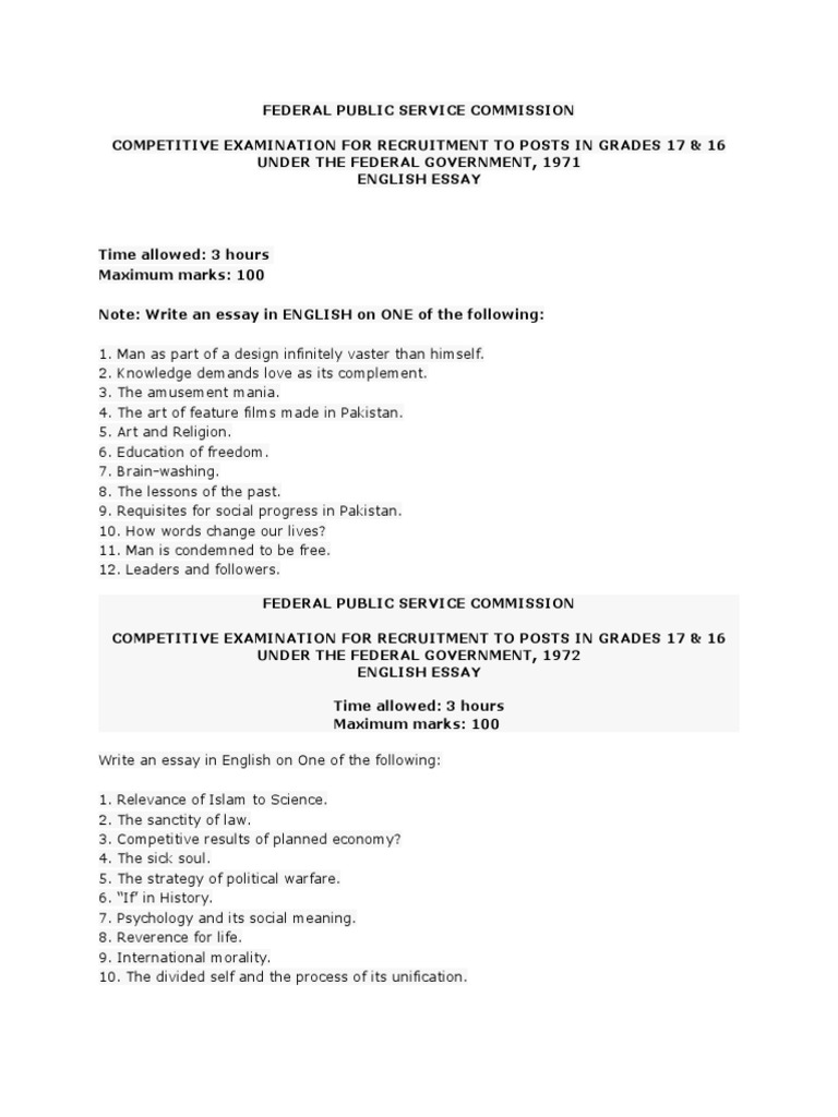 essay for css exam current essay topics in pakistan 2018